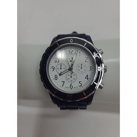 American Eagle Men's Watch Large Face Navy Blue Silicone Band Working - Picture 2 of 5